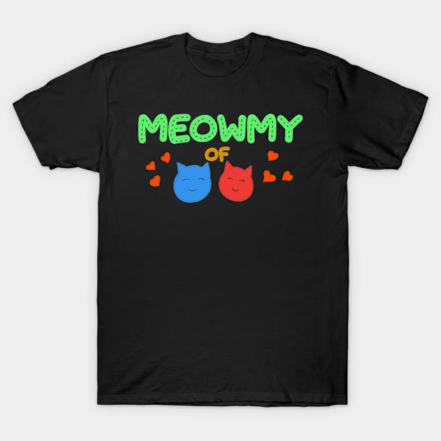 Meowmy of boy and girl T-Shirt by Erena Samohai